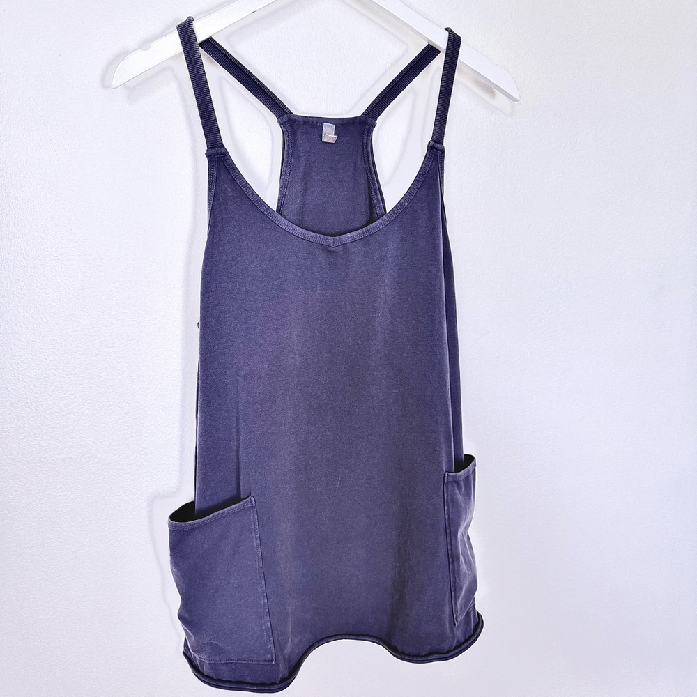 FREE PEOPLE MOVEMENT HOT SHOT MINI DRESS shorts onesie pocket indigo blue NWOT M - Picture 11 of 16